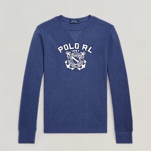 Polo Ralph Lauren Nautical Logo Waffle Knit Long Sleeve Tee Top SZ XL (18-20)